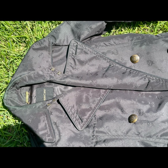 MCM Jacket x Dress Camp monogrammed black trench coat circa 2011. Sz Med - Picture 6 of 9